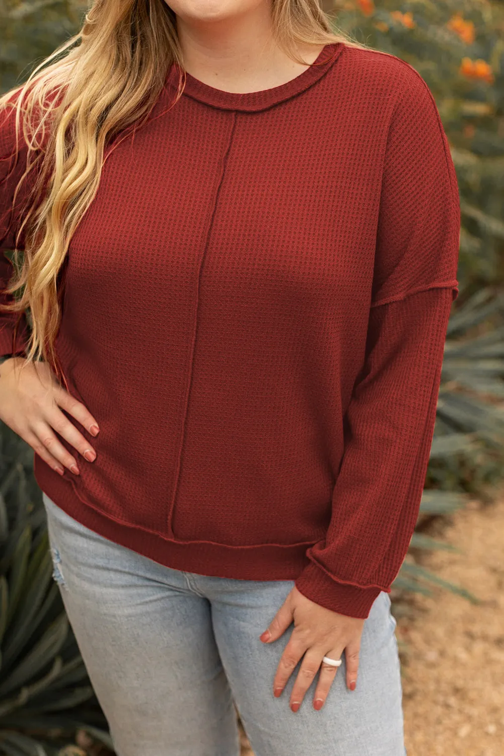 Waffle Knit Plus Size Top