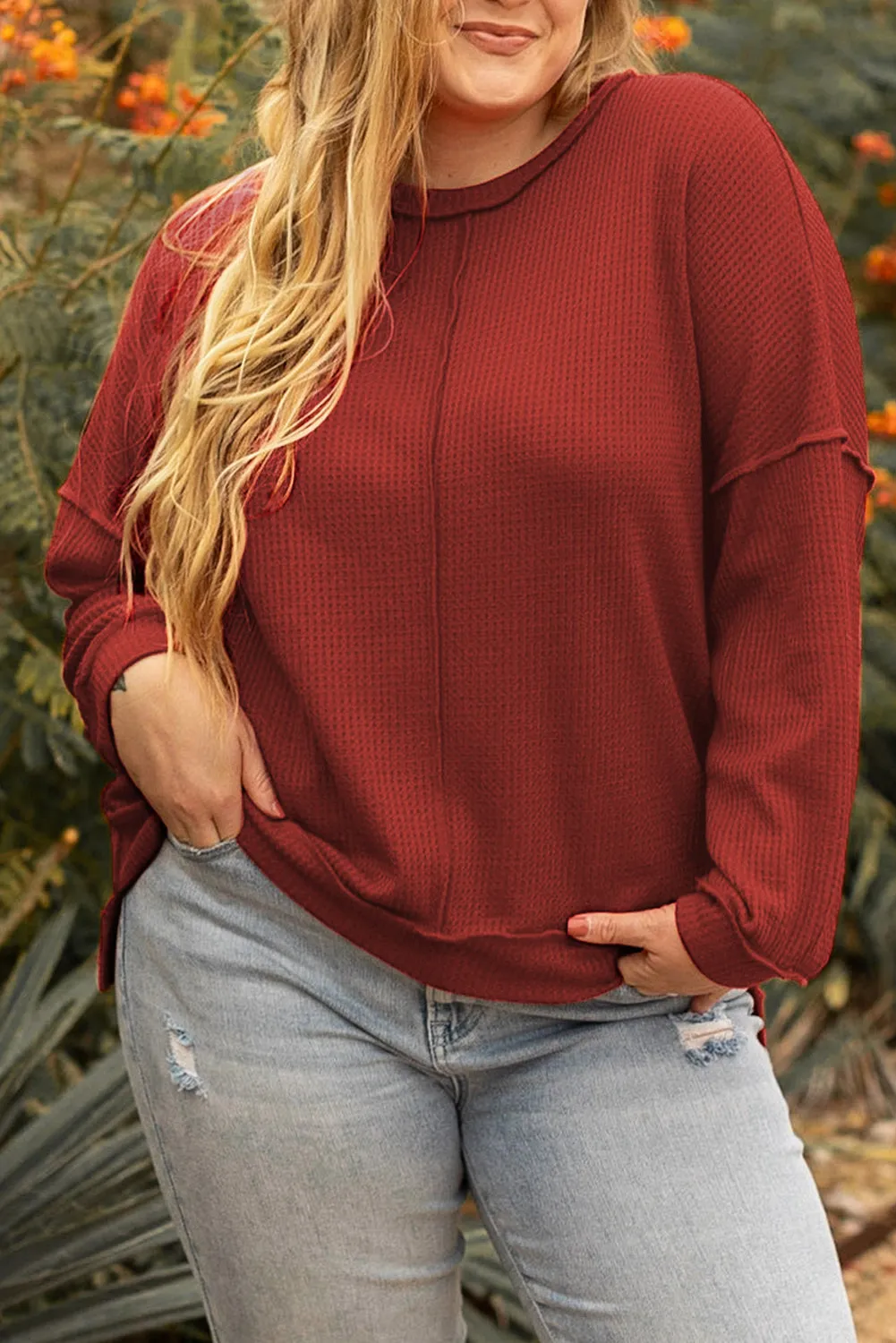 Waffle Knit Plus Size Top