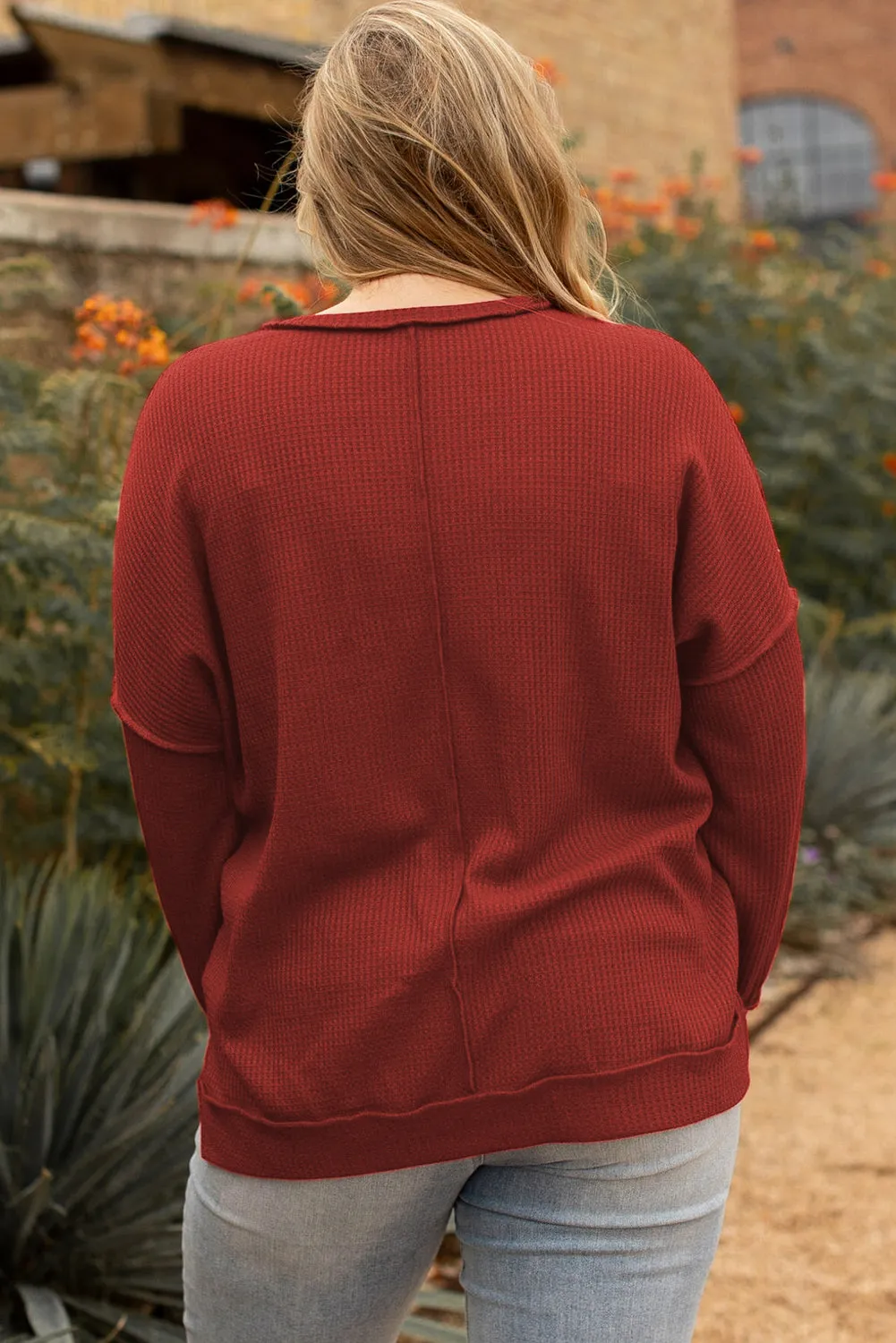 Waffle Knit Plus Size Top