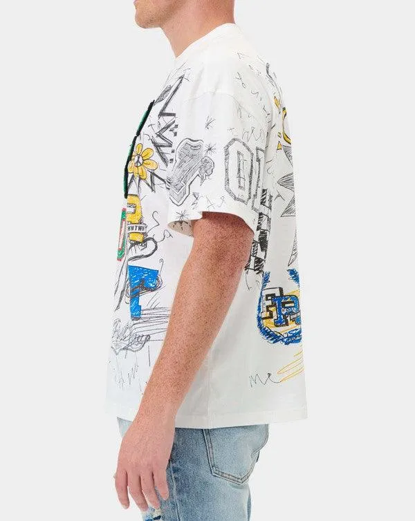 White All Over Doodling Tee Shirt