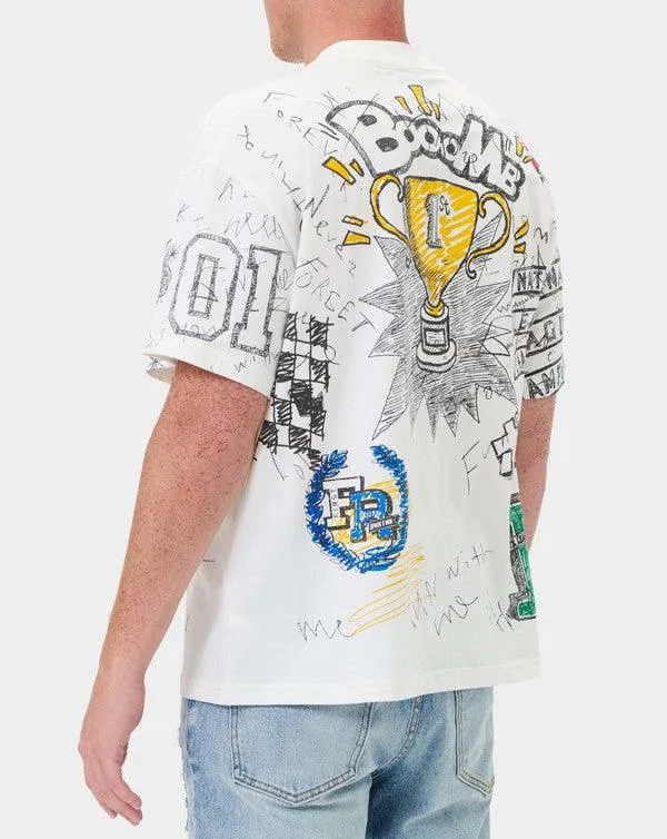 White All Over Doodling Tee Shirt