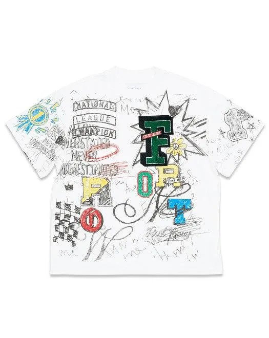 White All Over Doodling Tee Shirt