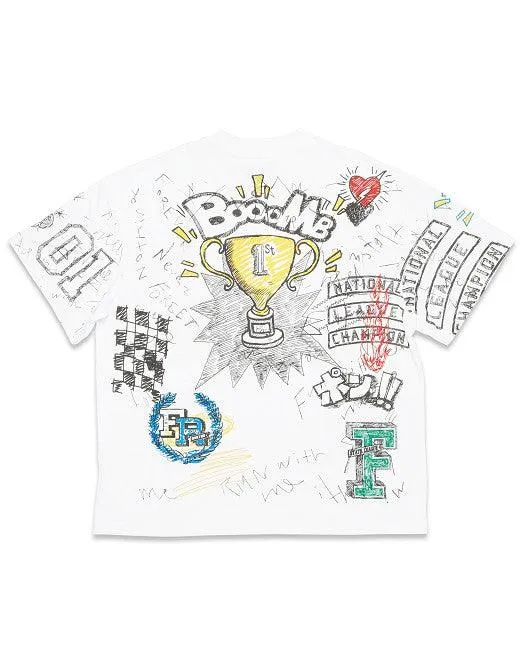 White All Over Doodling Tee Shirt