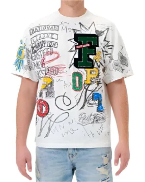 White All Over Doodling Tee Shirt