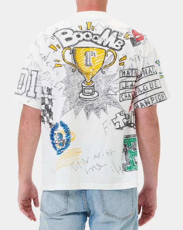White All Over Doodling Tee Shirt