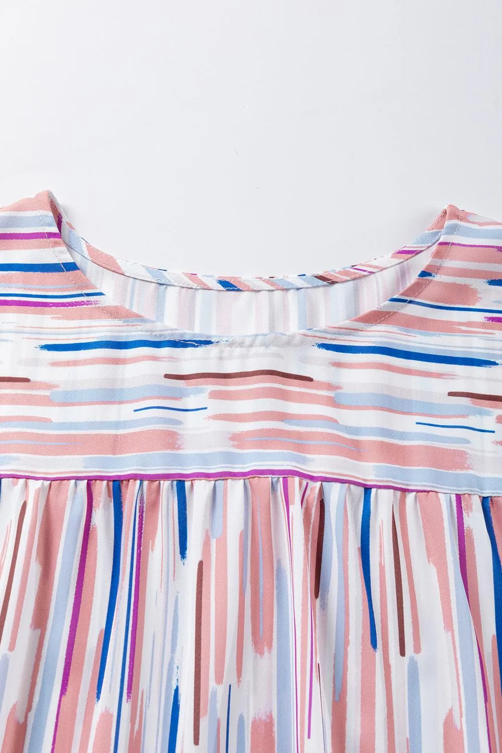 White Multicolor Striped Splash Half Sleeve Blouse for Women