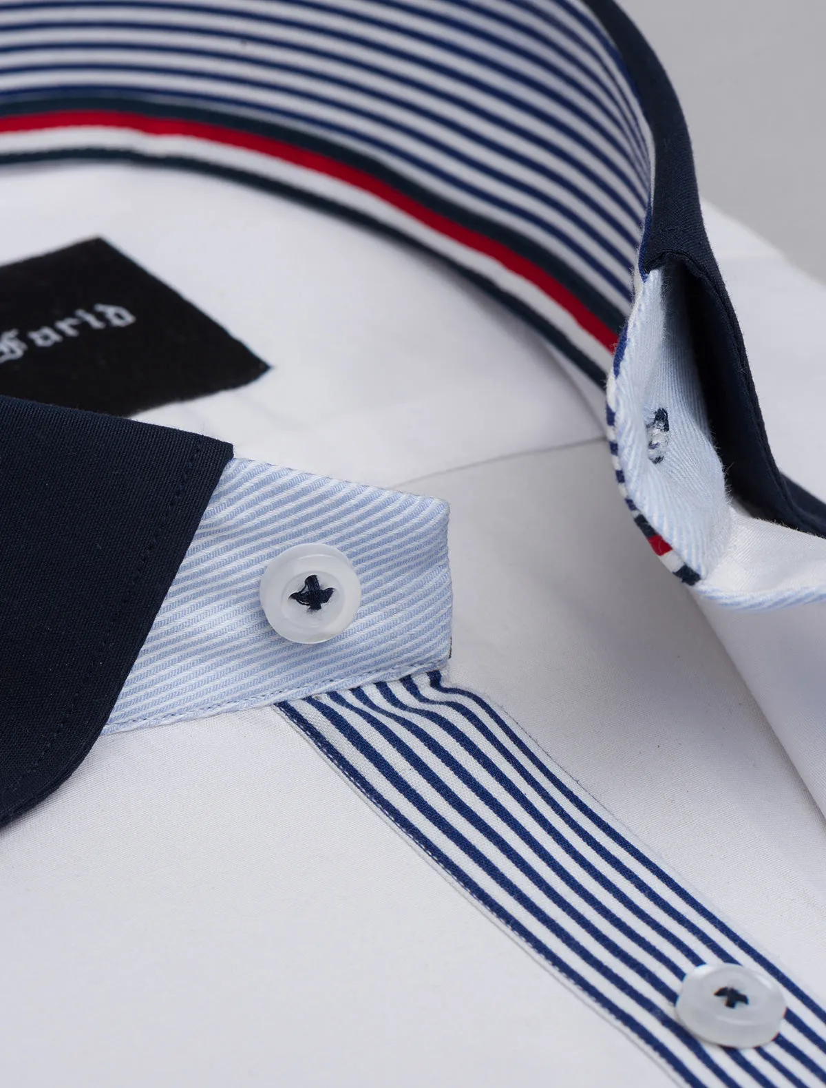 WHITE - STRIPE DETAILED SHIRT