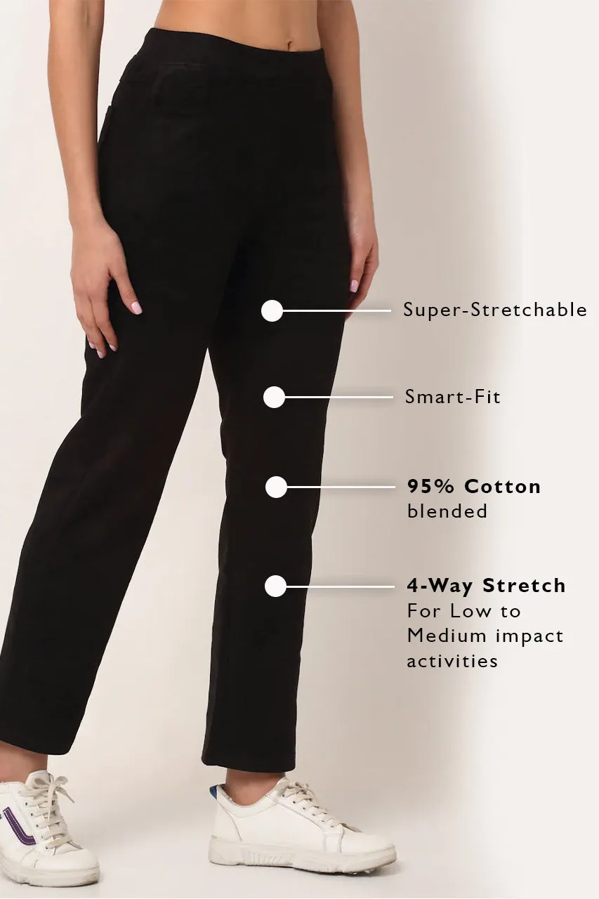 Women Black High Rise Straight Fit Suede Jegging