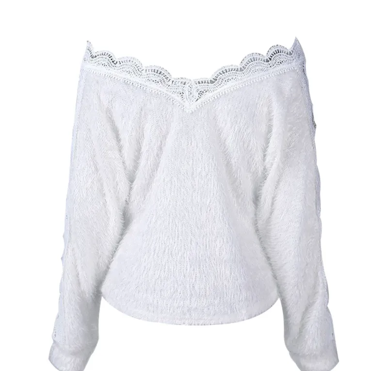 Women Elegant White Pullover