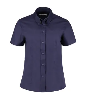 Womens corporate Oxford blouse short-sleeved (tailored fit) | Midnight Navy