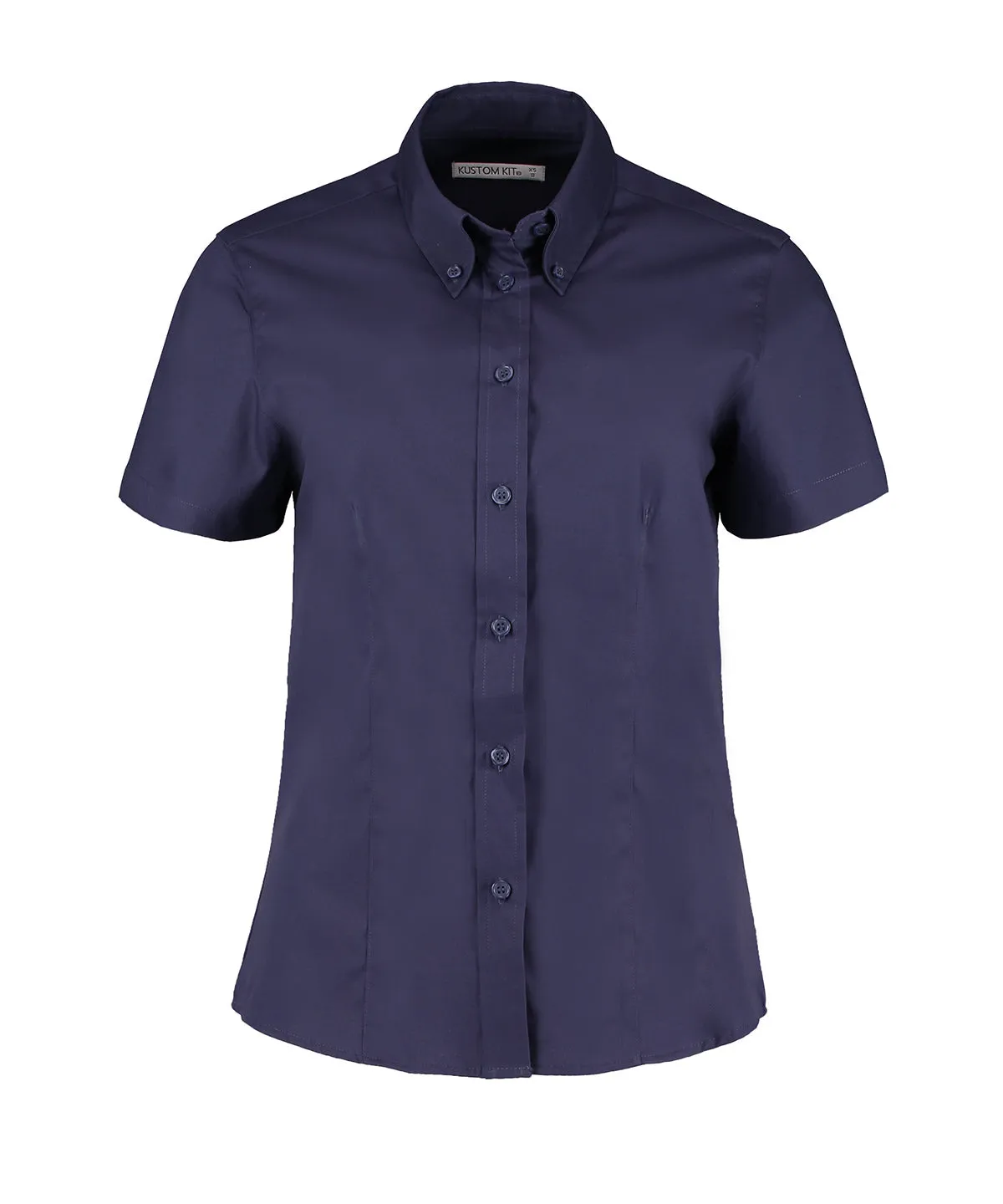 Womens corporate Oxford blouse short-sleeved (tailored fit) | Midnight Navy