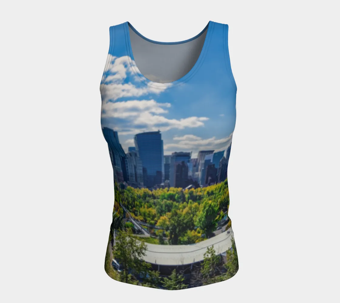 Women's Fitted Long Tank Top - Downtown Calgary McHugh Bluff Fall