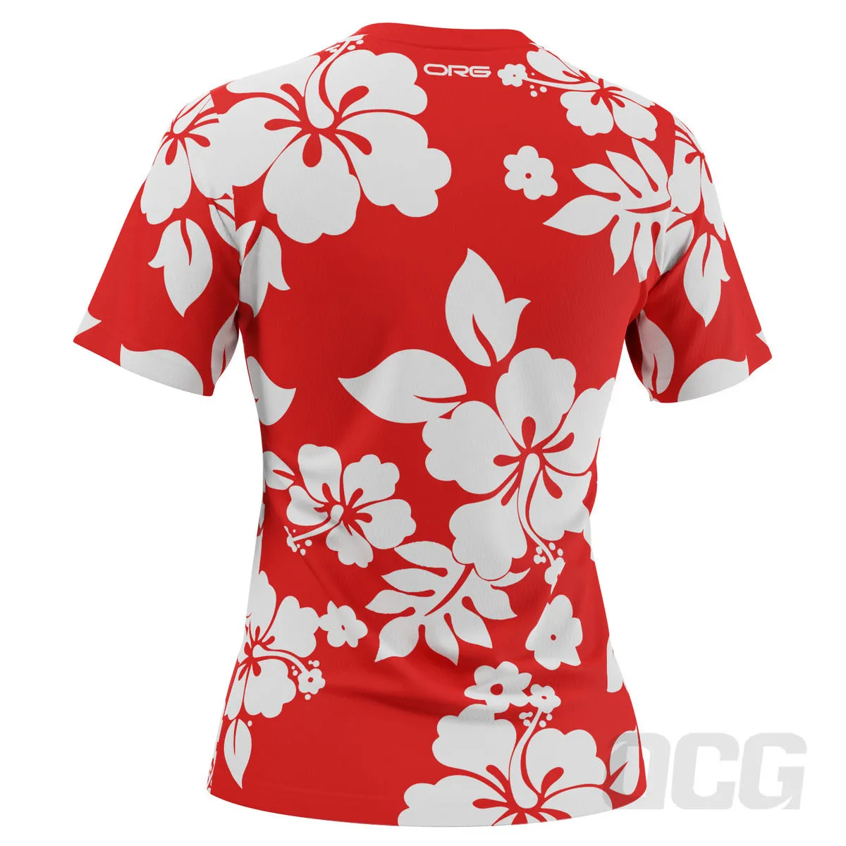 Women's Hawaiian Aloha Floral Short Sleeve Running Shirt