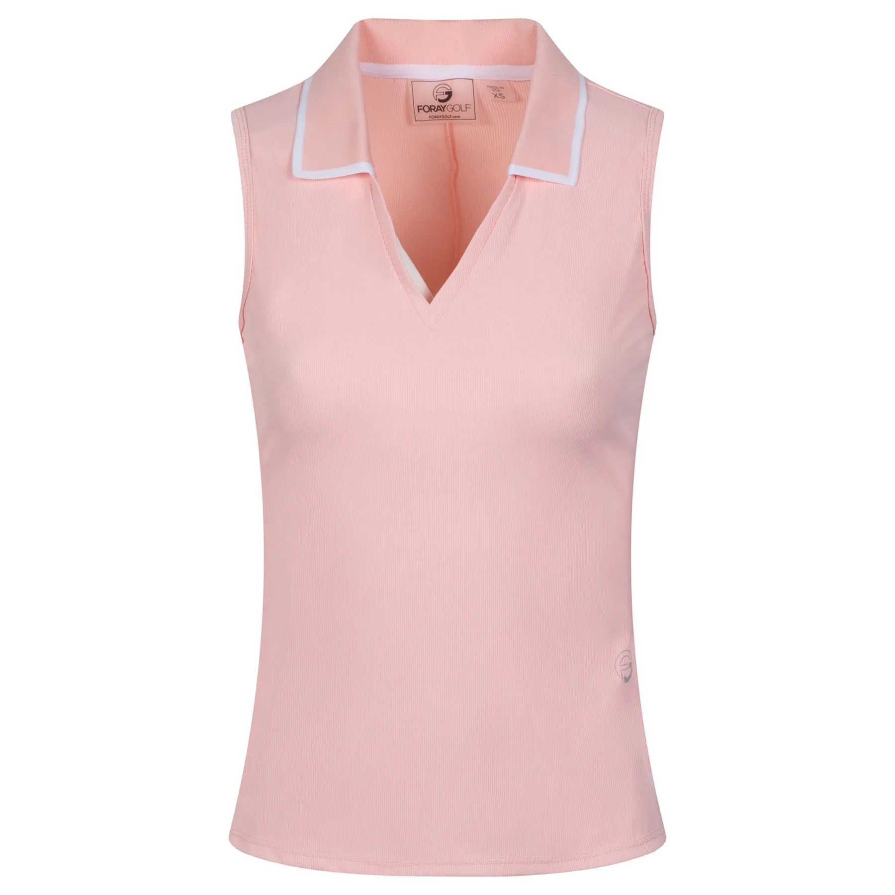 Womens V-neck Sleeveless Rib Polo Powder Pink - SS23