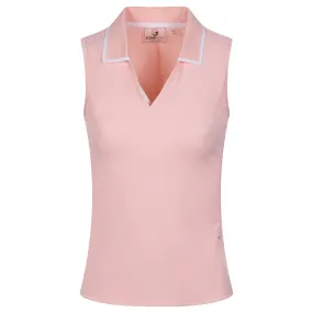 Womens V-neck Sleeveless Rib Polo Powder Pink - SS23