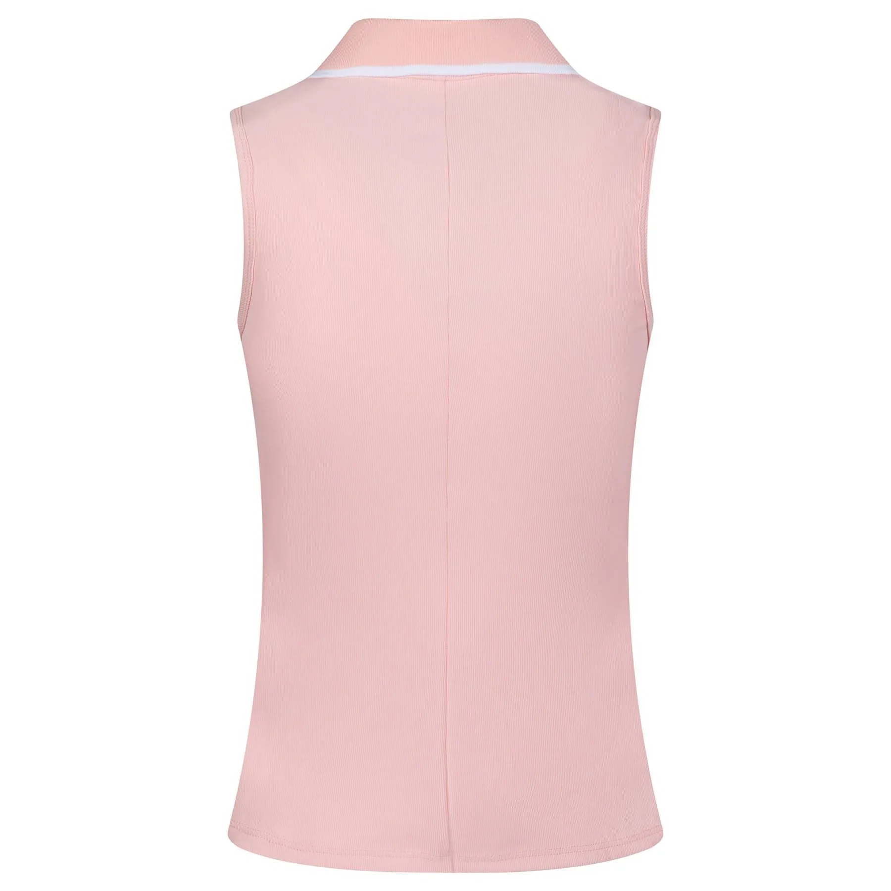 Womens V-neck Sleeveless Rib Polo Powder Pink - SS23