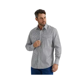 Wrangler Men's Wrinkle Resist Long Sleeve Western Snap Stripe  Shirt
